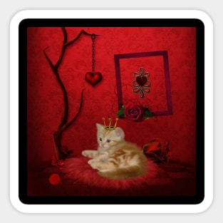 Cute little kitten with crown Sticker